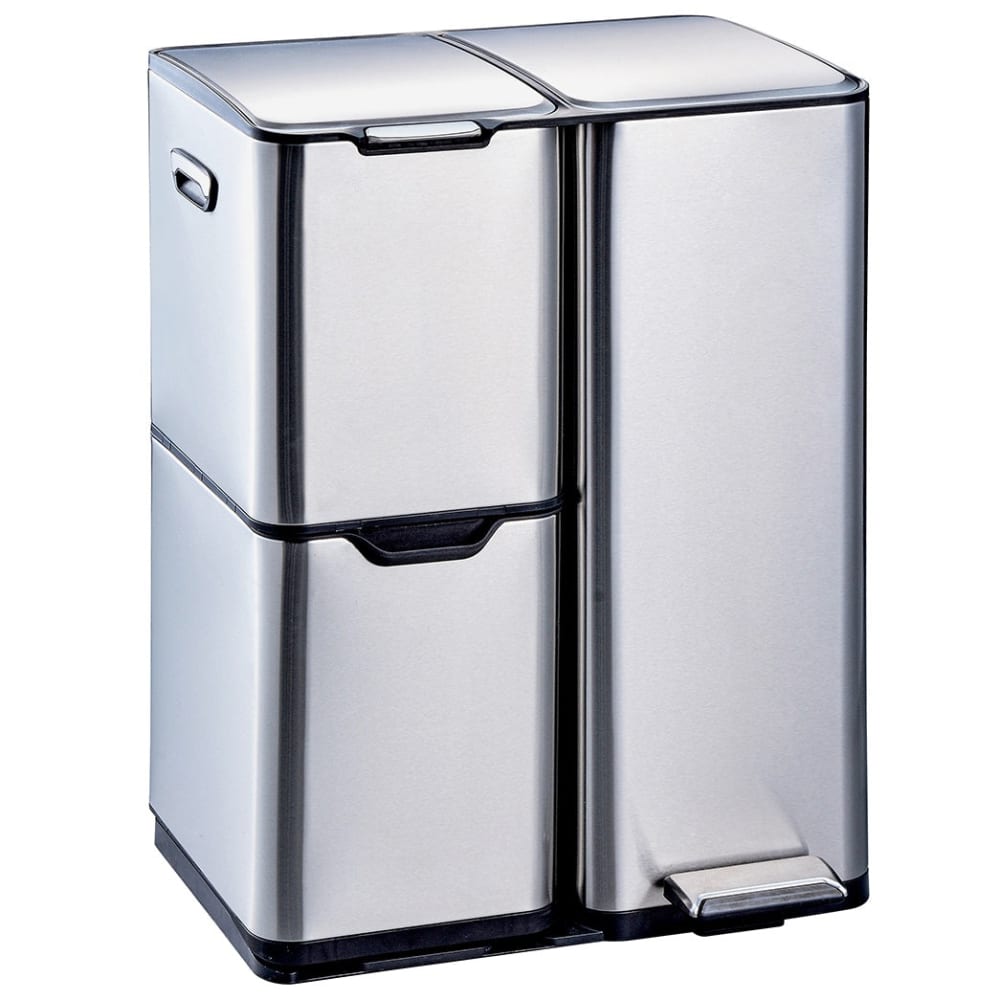 Cubo de basura de cocina de reciclaje plata 60l - Maisons du Monde