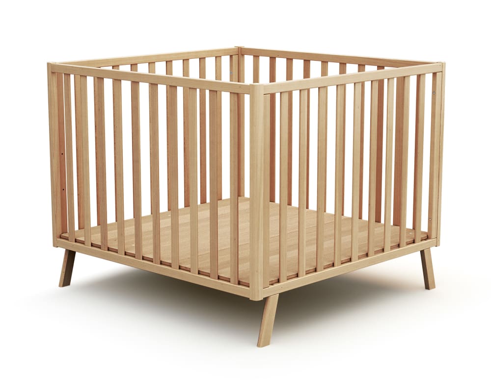 Parc bébé évolutif en bois hêtre verni 100 x 100 cm (At4) - Image 1