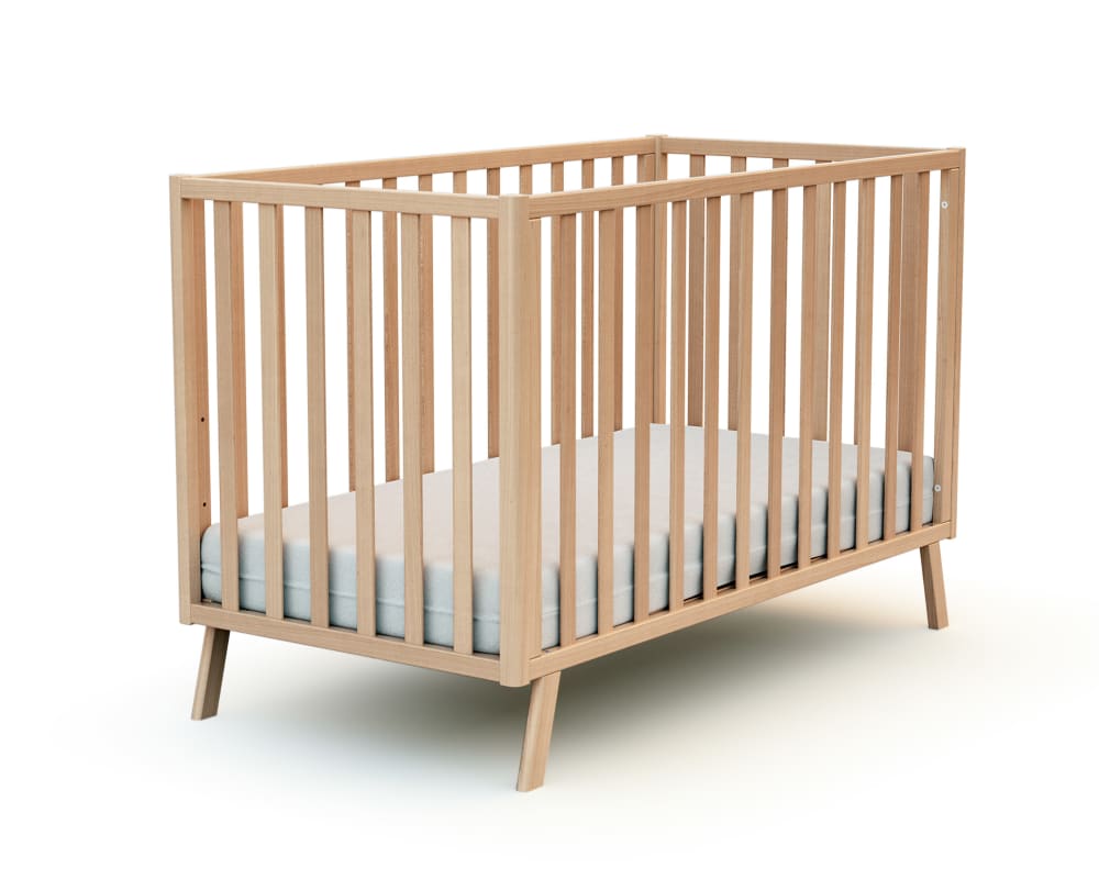 Lit bébé évolutif en bois Hêtre Verni 60 x 120 cm
