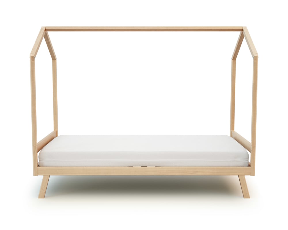 Lit cabane bébé évolutif en bois Hêtre Verni 70 x 140 cm (AT4) - Image 1