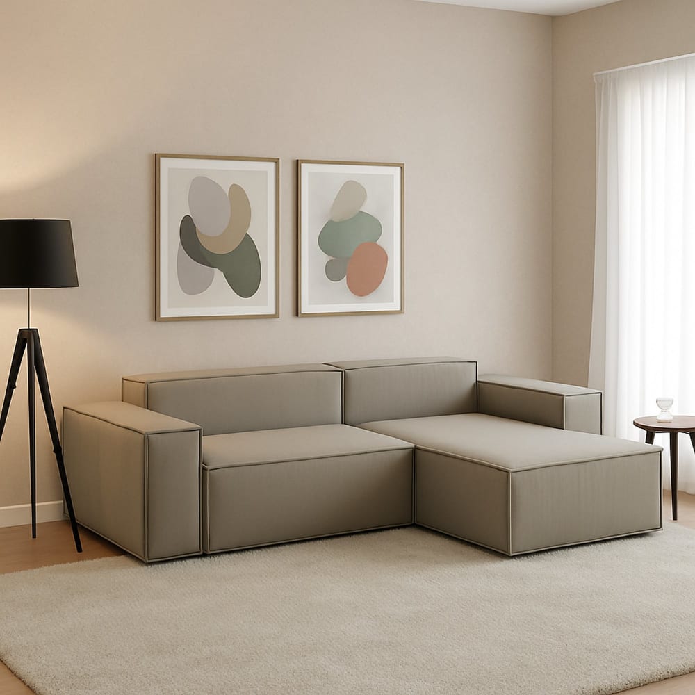 Divano fisso con penisola grigio tortora\ tortora 170x220 cm -