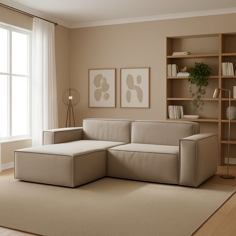 Divano fisso con penisola grigio tortora\ tortora 170x220 cm -