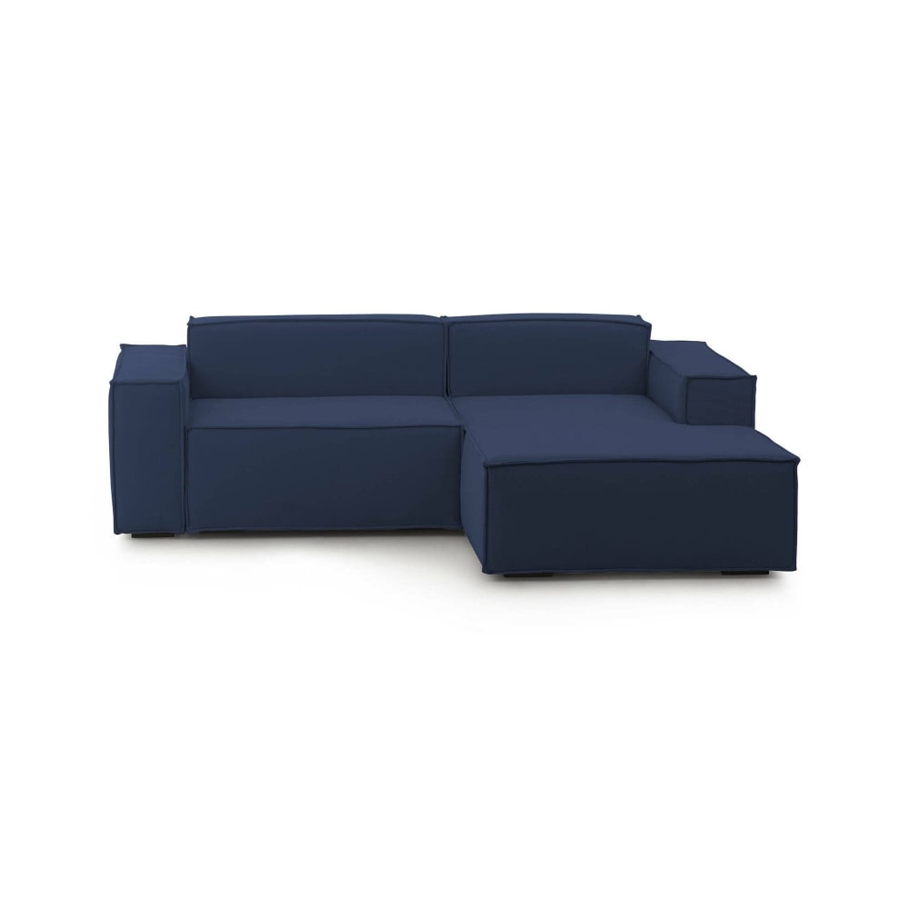 Talamo Italia Festes Sofa mit Halbinsel aus blauem Stoff, 220 x 170 x 70 cm style modern Öko-Tex Zertifikat - Holz