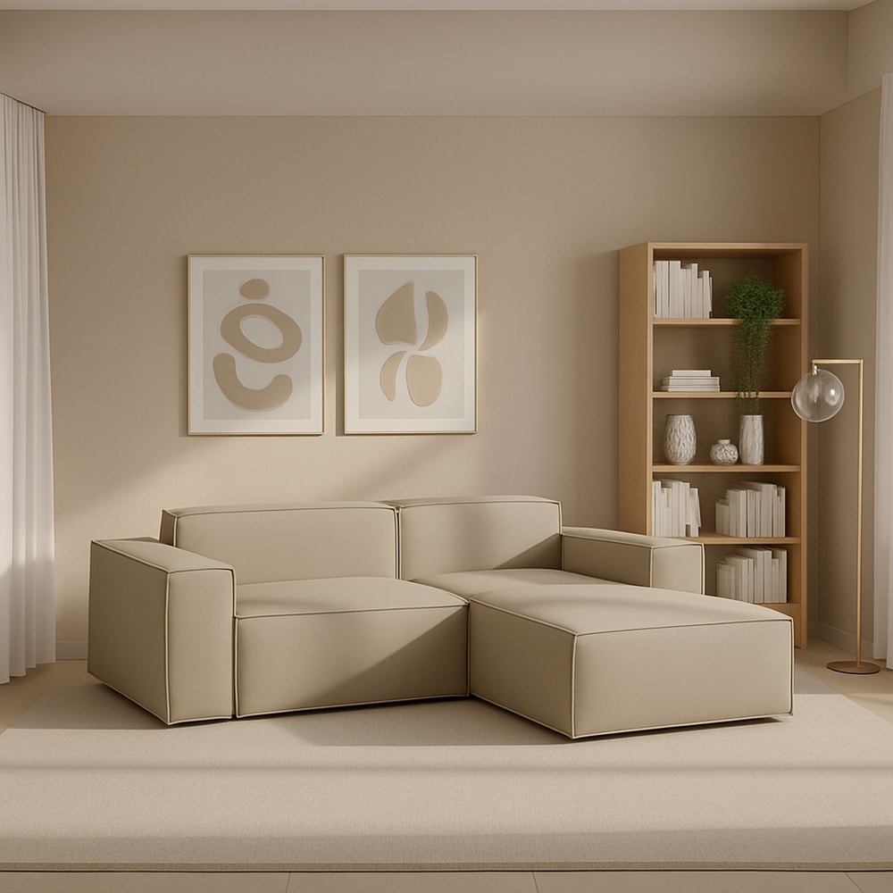 Divano fisso con penisola beige 170x220 cm - Talamo Italia