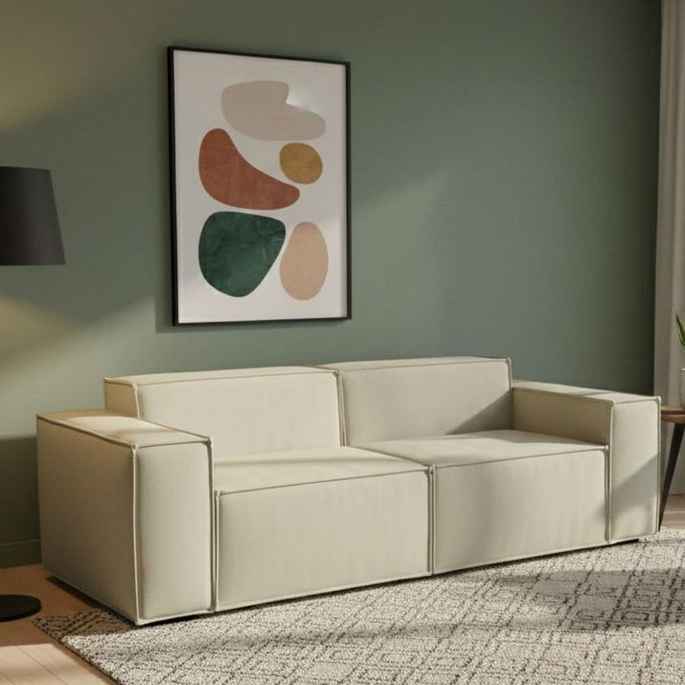 Divano fisso 2 posti beige 95x220x70h cm - Talamo Italia