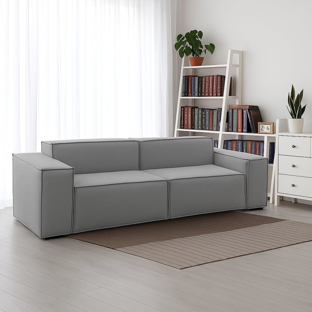 Divano fisso 2 posti grigio 95x220x70h cm - Talamo Italia