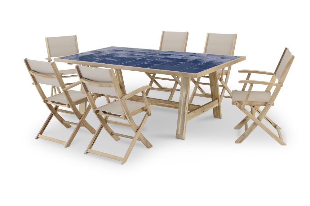 Ensemble table céramique - bleue