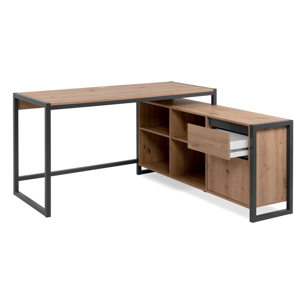 Bureau d'angle modulable 1 tiroir, 1 porte effet bois - l139 x h75 cm — vue 4
