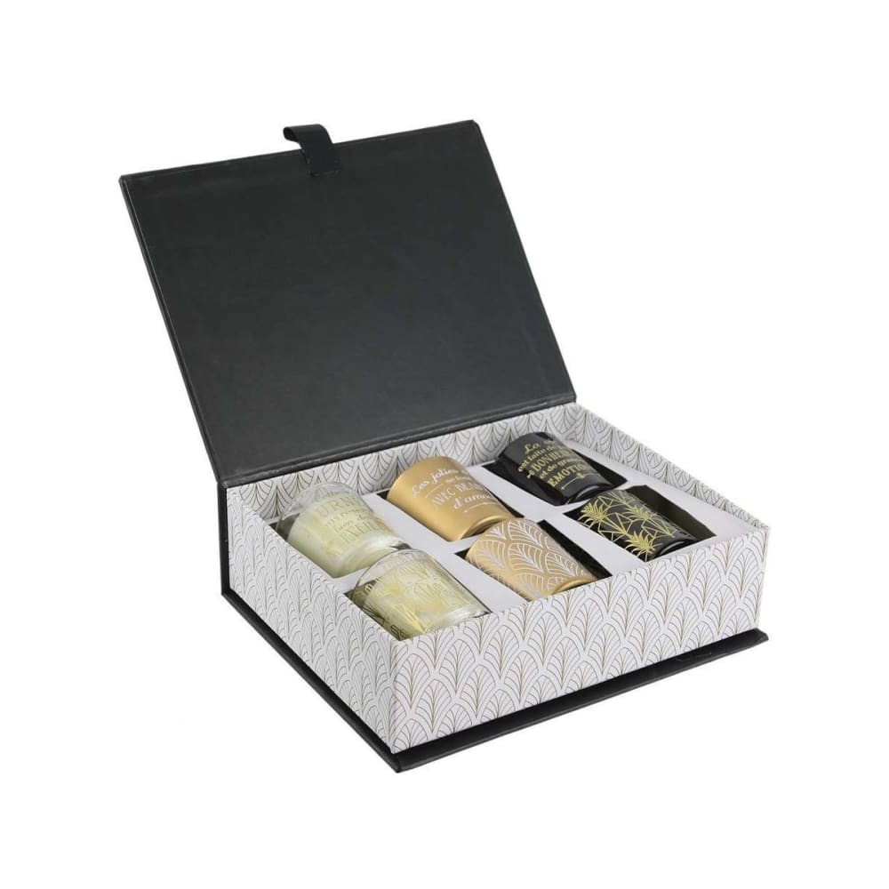 The Home Deco Factory Coffret 6 bougies à la vanille "a wonderful life" noir style contemporain - Verre