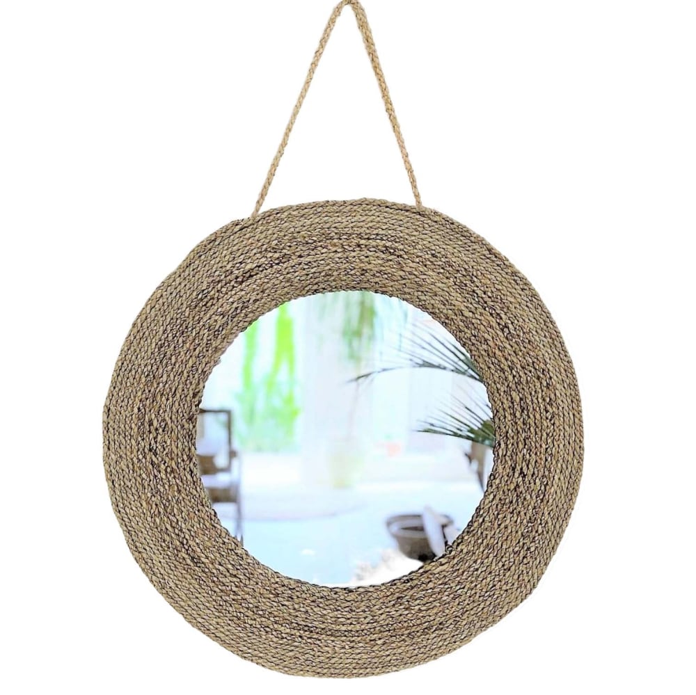 Miroir décoratif rond en jonc de mer 60 cm