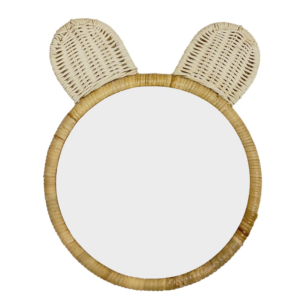 Miroir en rotin tréssé