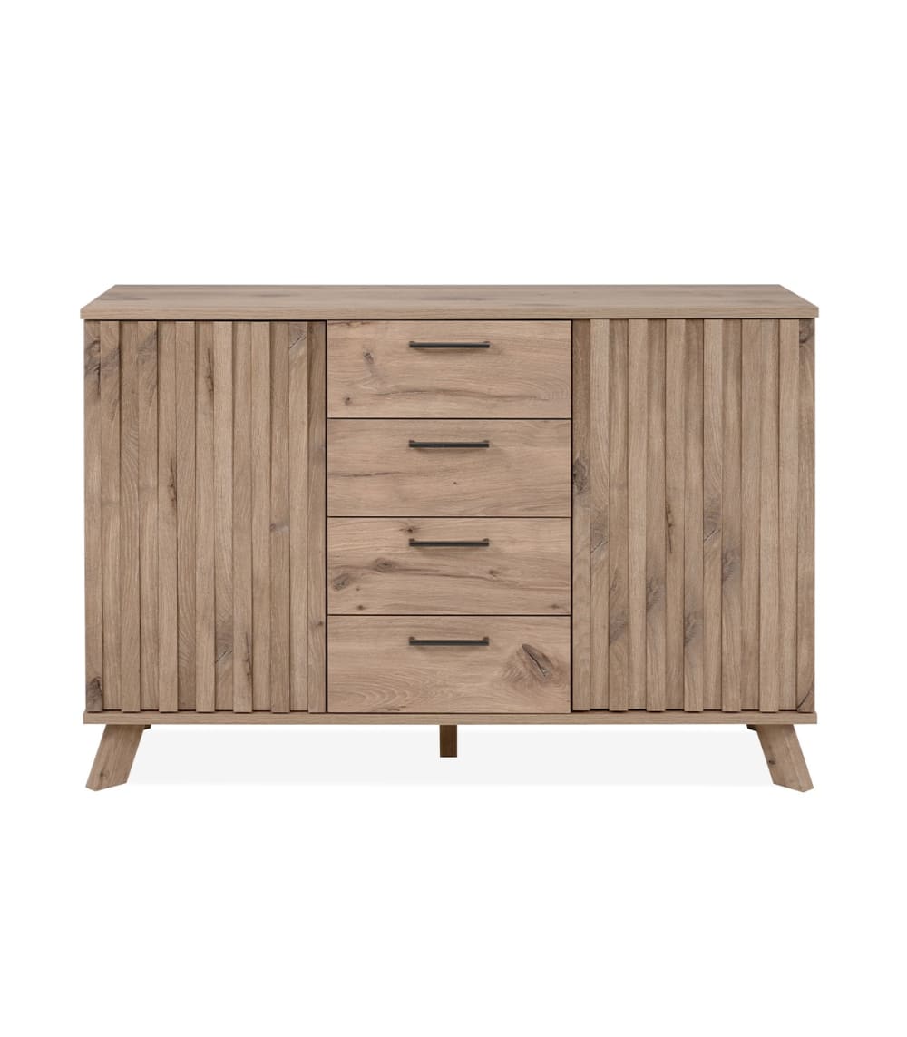 Buffet 4 tiroirs 2 portes effet bois - L127 x H85 cm