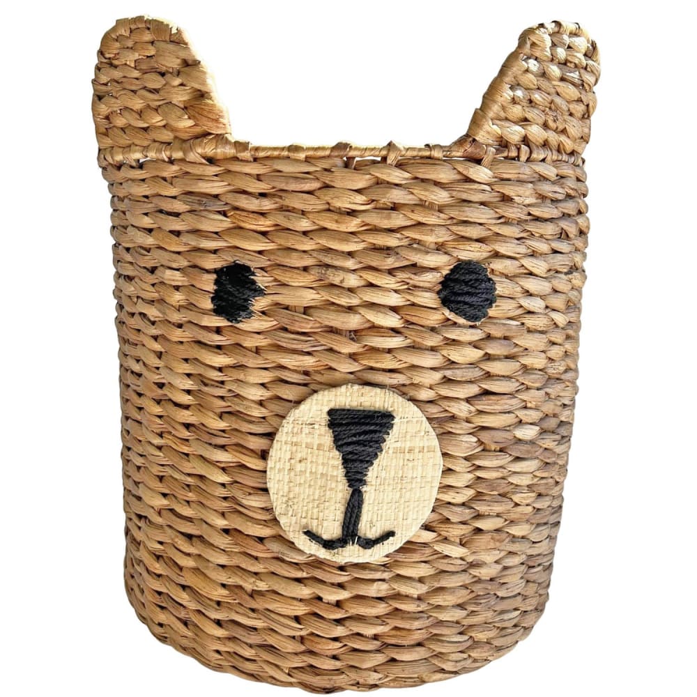 Cesta decorativa infantil oso de fibra natural d.45cm