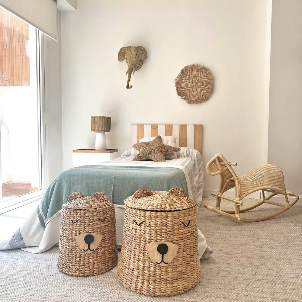 Panier de rangement en forme d'ours pour enfants avec couvercle D.46cm (NATYAL) - Image 3