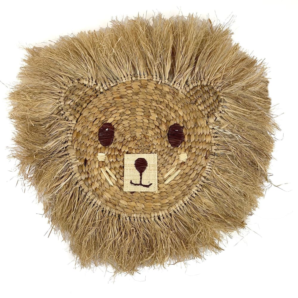 Decoración de pared infantil león fibra natural 60cm