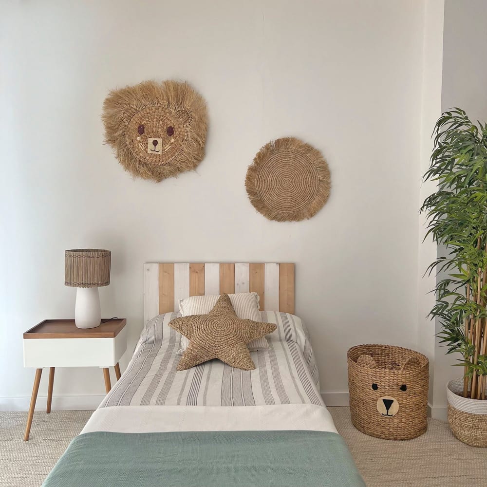 Décoration murale enfant lion en fibres naturelles 60cm (NATYAL) - Image 1