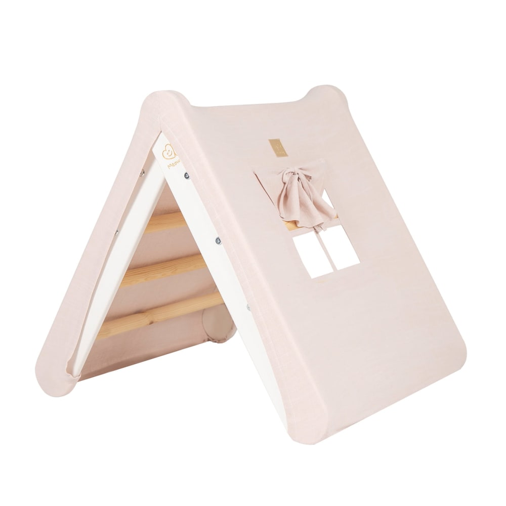 Maison d'escalade triangulaire avec cadre pliable blanc, rose (MeowBaby) - Image 1