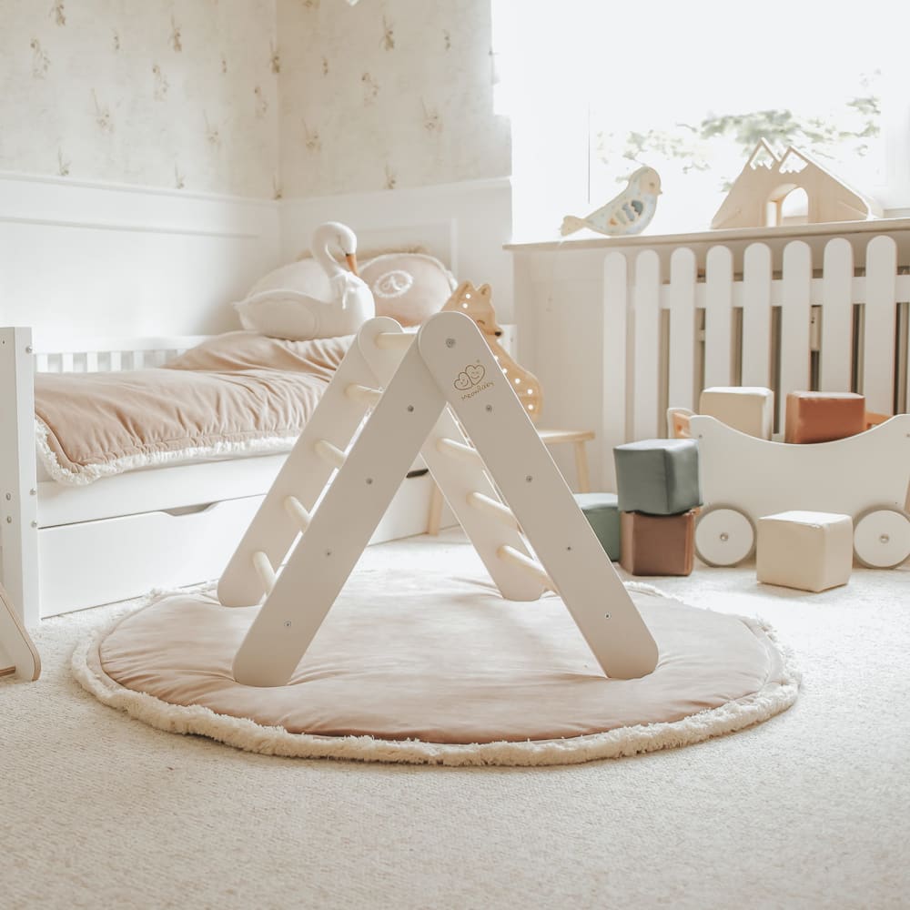 Maison d'escalade triangulaire avec cadre pliable blanc, rose (MeowBaby) - Image 2