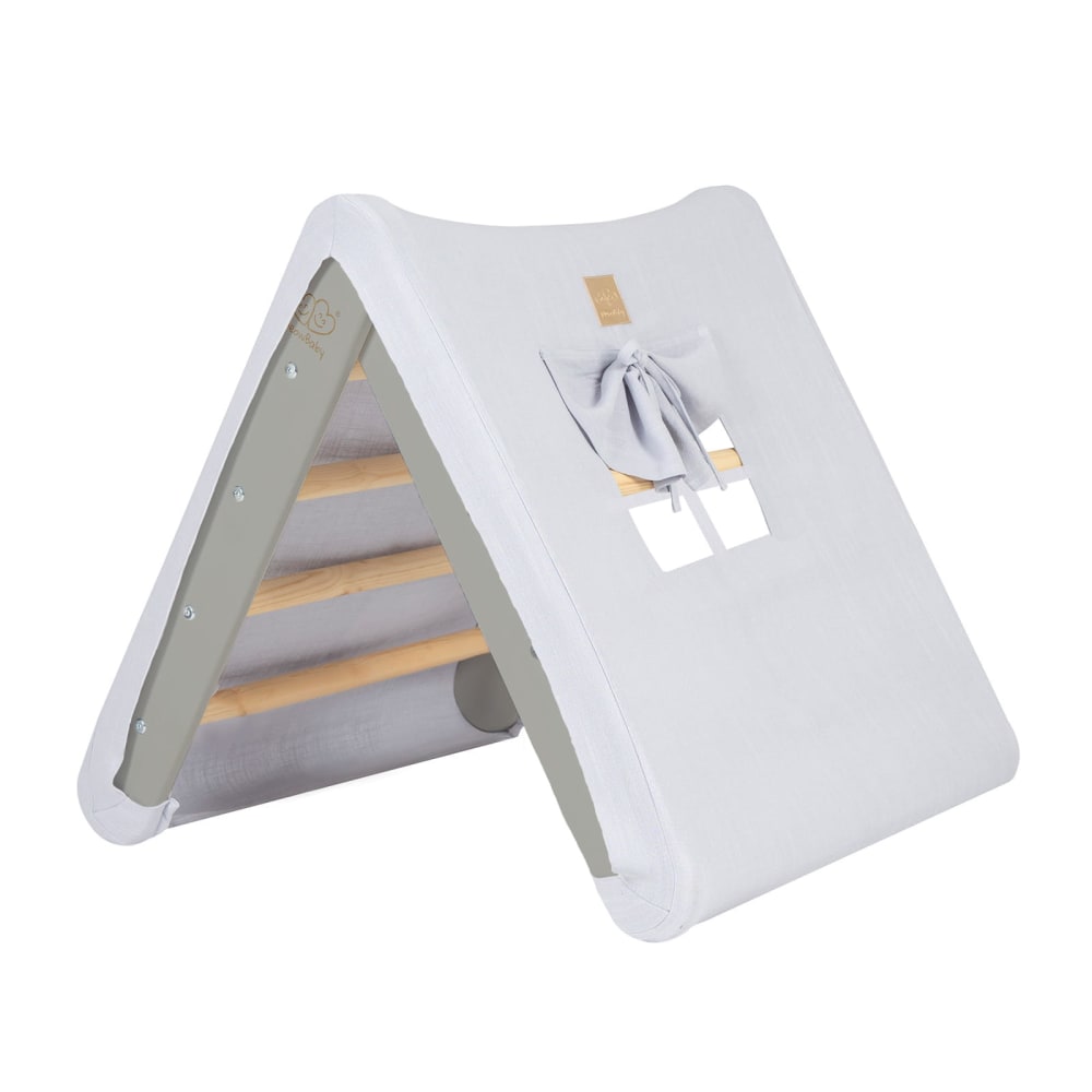 Maison d'escalade triangulaire avec cadre pliable gris, gris-bleu