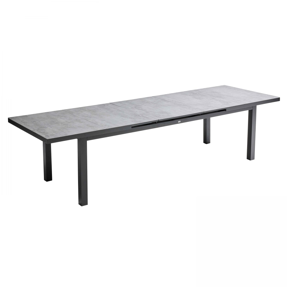 Table de jardin rectangulaire extensible béton 12 à 14 places