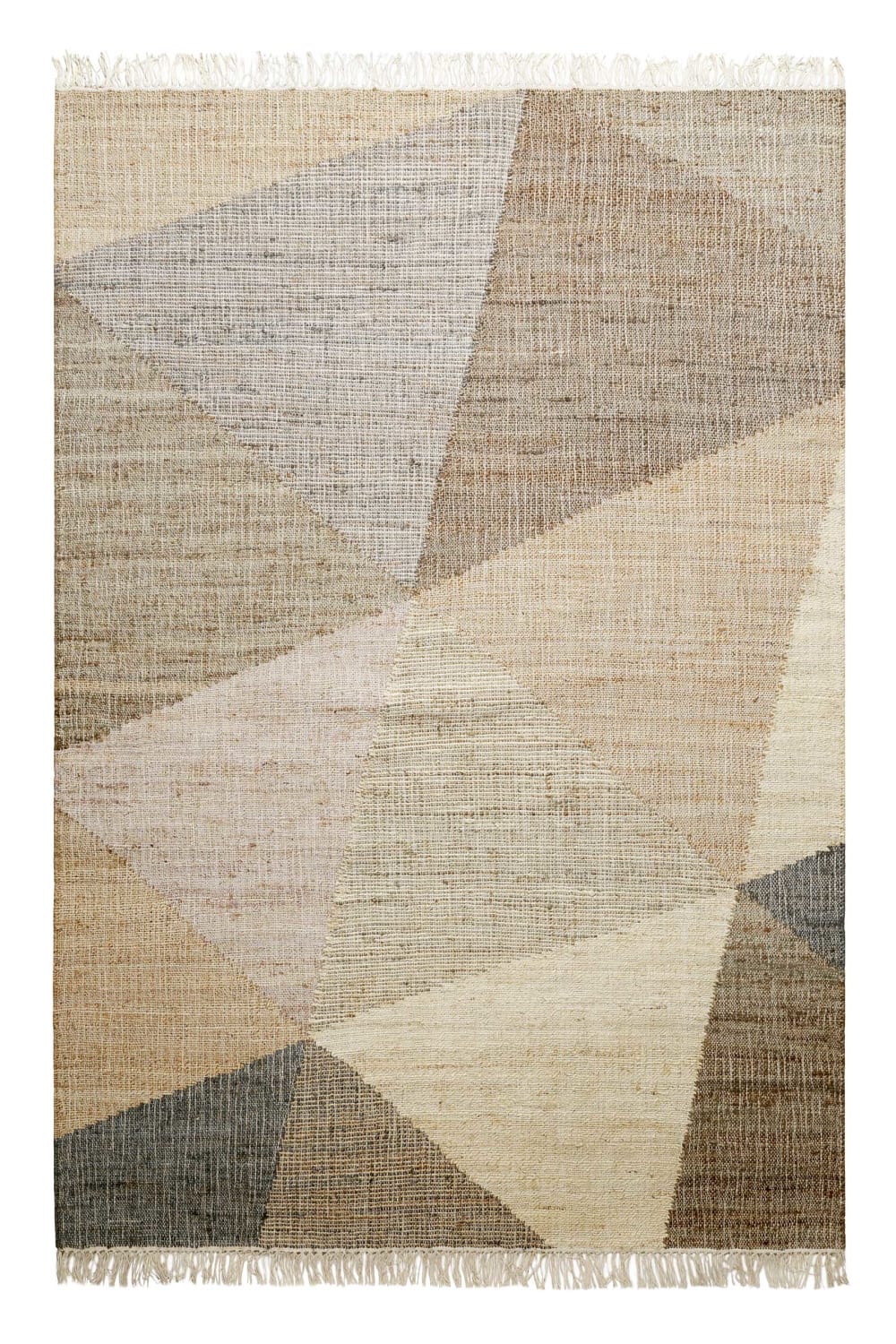 Tapis tissé main jute et coton brun beige gris 80x150