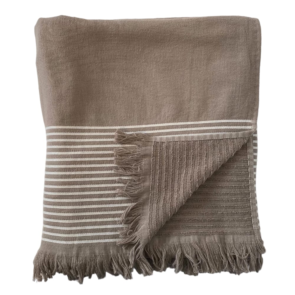 Fouta doublée éponge ''Paski'' Taupe 90x170