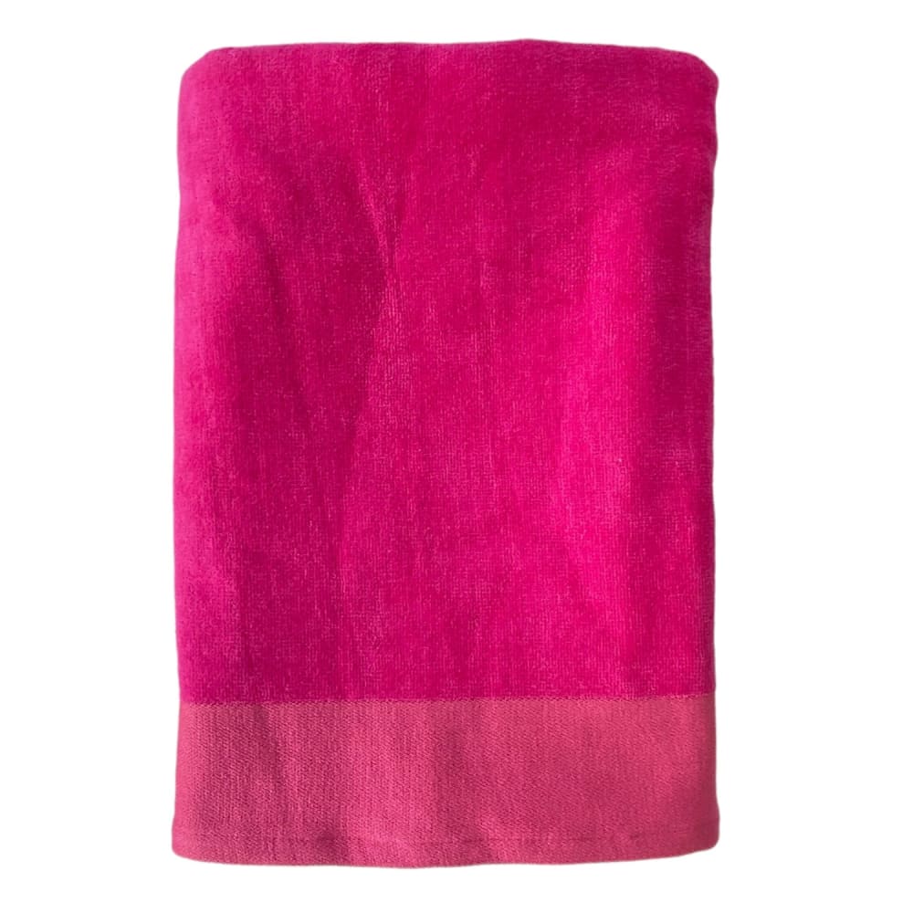 Serviette de bain éponge velours unie ''Shady'' Fuchsia 90x160