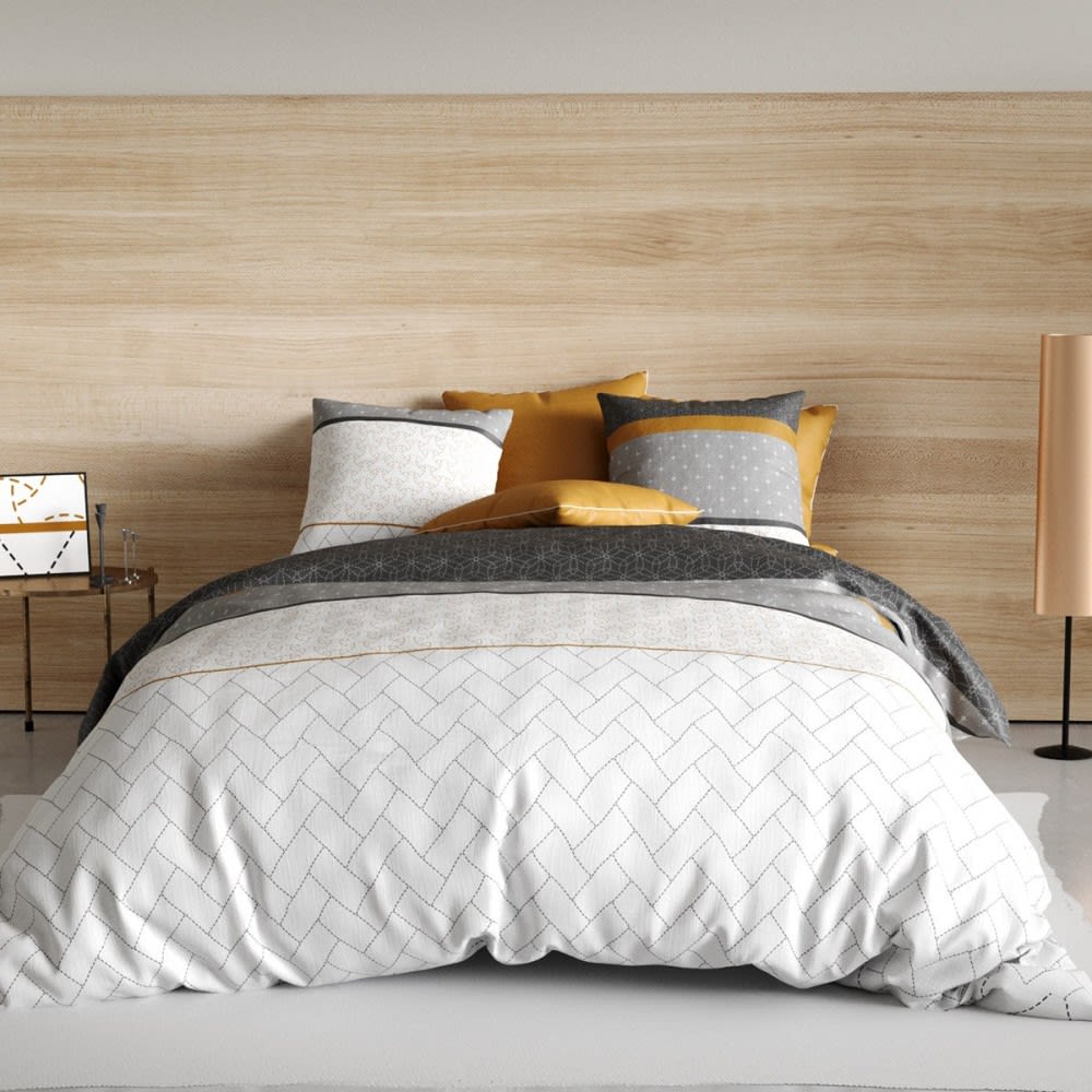 Parure de couette 100% coton 57 fils imprimée 240x220cm 2 taies