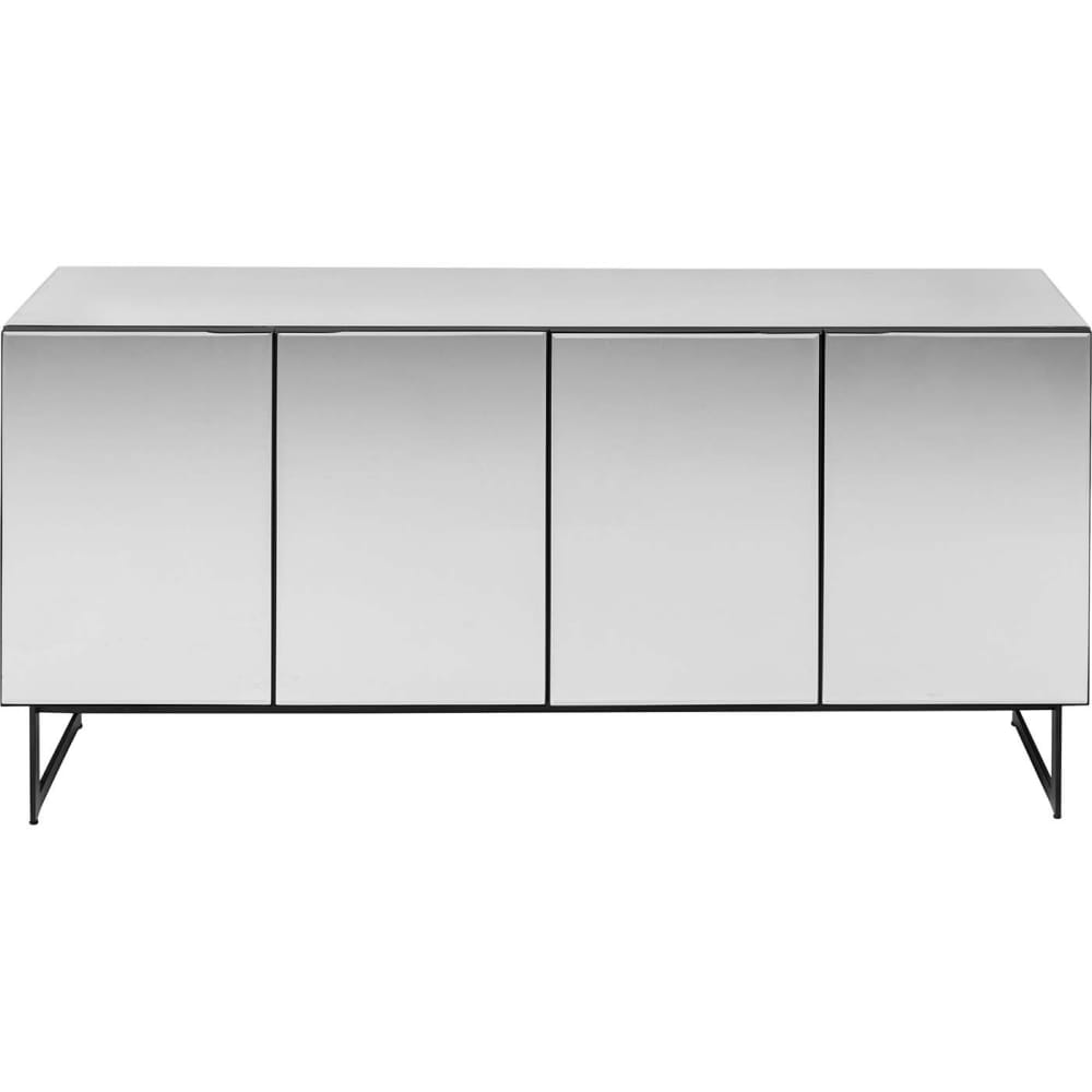 Kare Design Sideboard mit 4 türen aus Spiegelglas und Stahl, silber style modern Schwarz