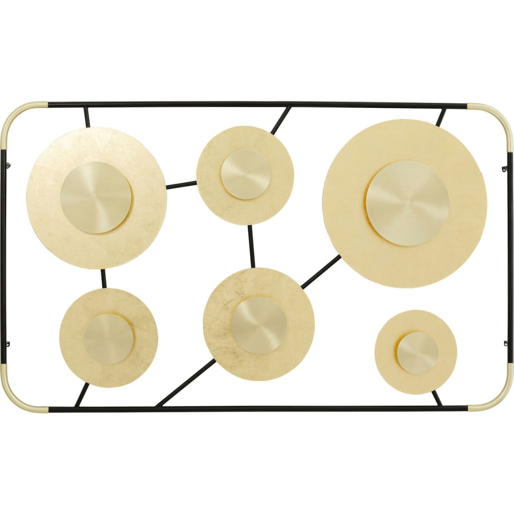 Applique 6 disques en acier doré et noir