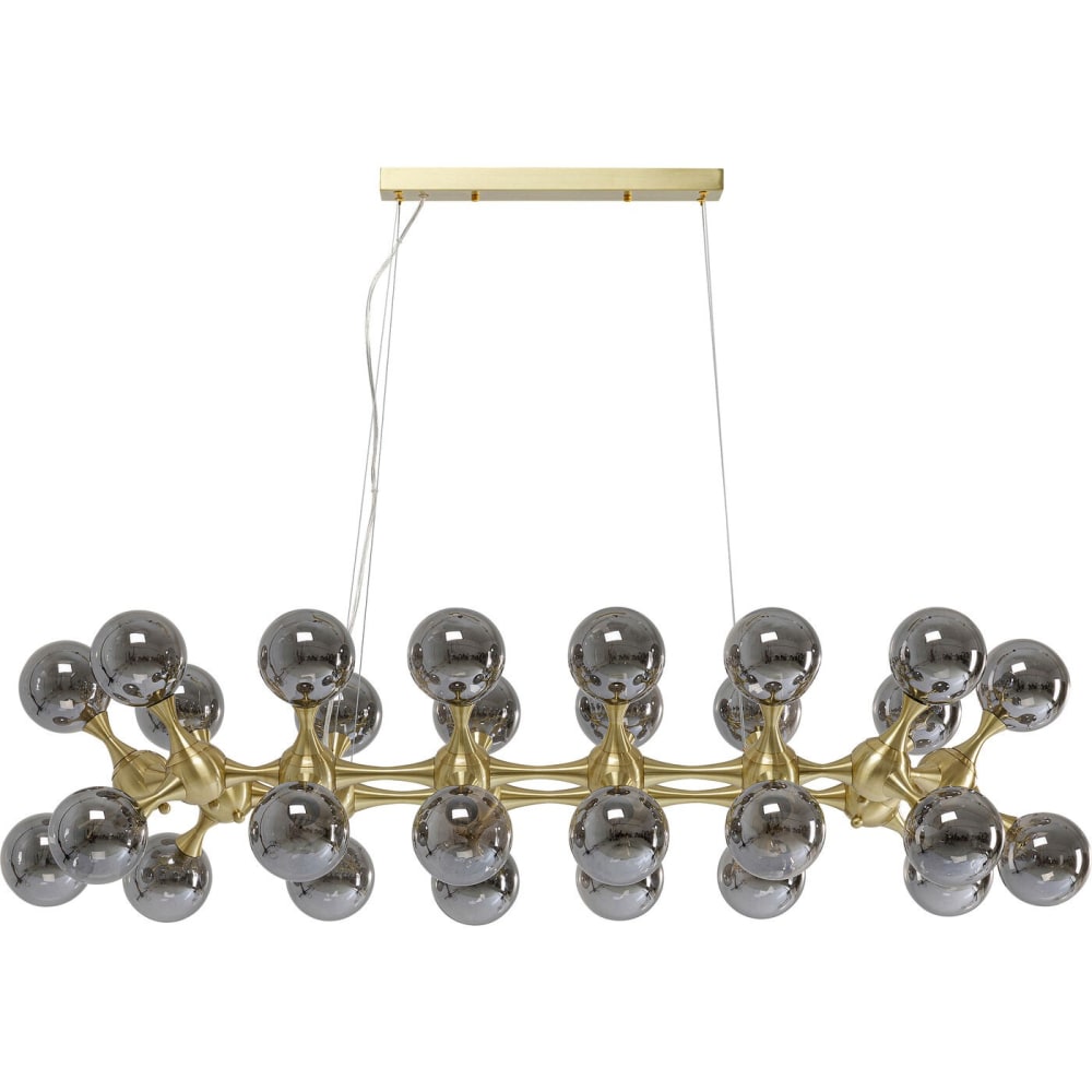 Kare Design Hängeleuchte mit 28 Glasschirmen und Stahl, gold style modern - Glas