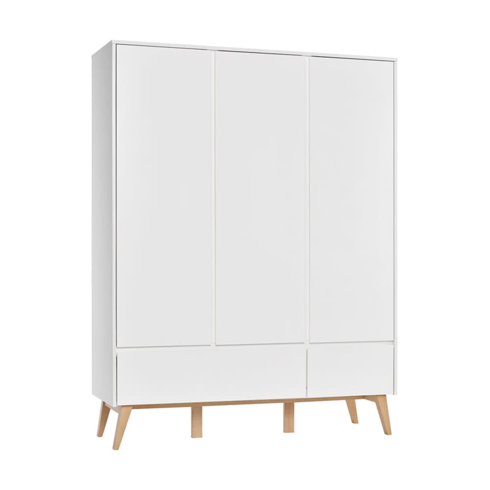 Armoire 3 portes 2 tiroirs swing panneaux mdf et stratifié blanc Armoire 3 portes 2 tiroirs swing panneaux mdf et stratifié blanc