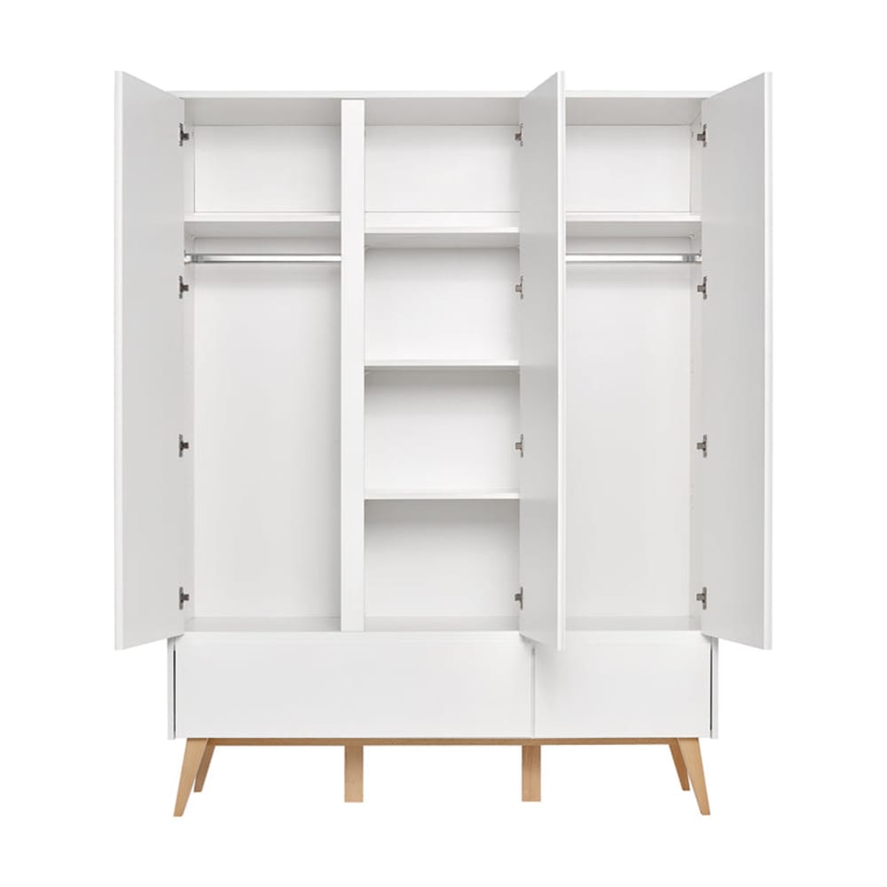 Armoire 3 portes 2 tiroirs swing panneaux mdf et stratifié blanc - Maisons du Monde