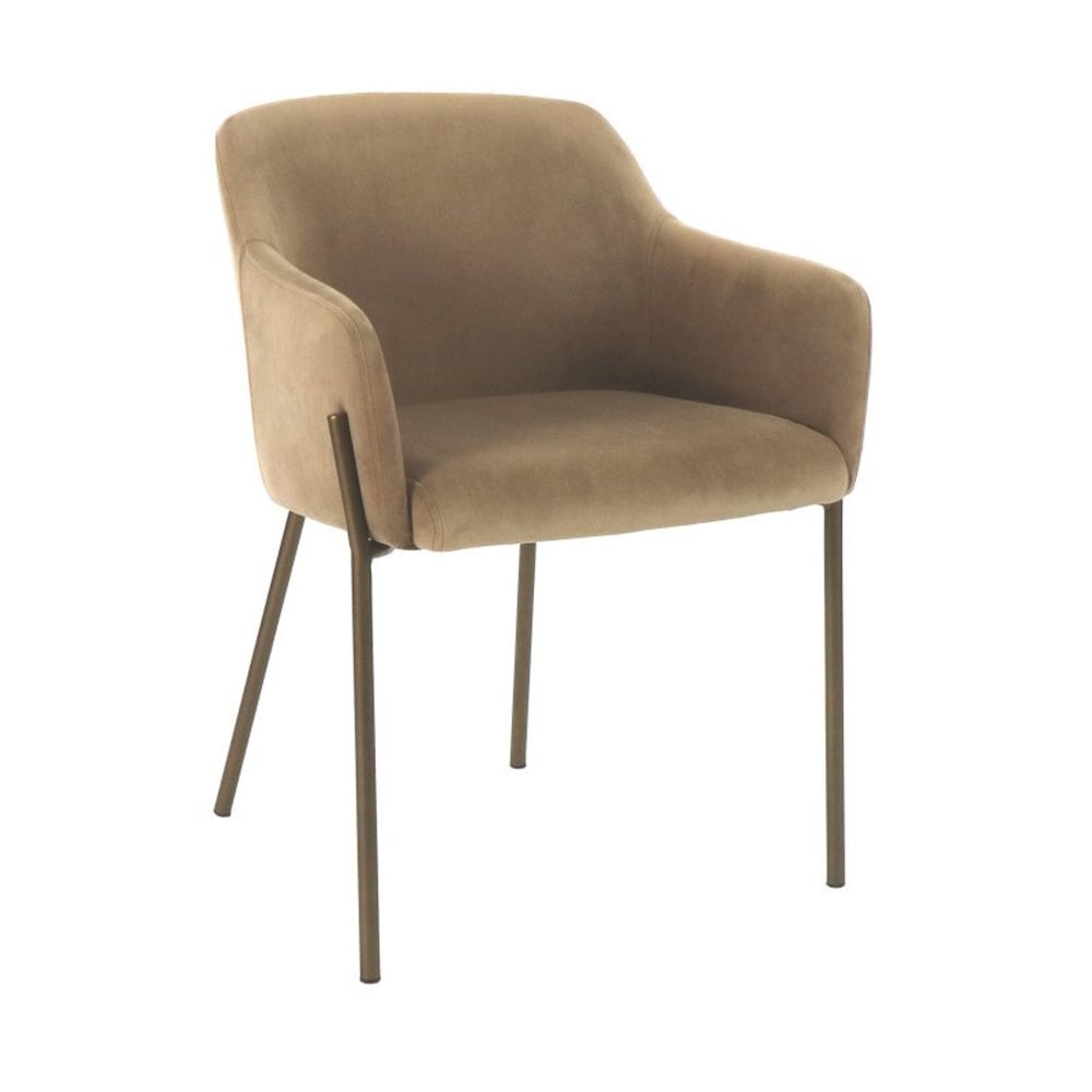 Meubles & Design Chaise avec accoudoirs en velours beige KENZA beige 58x60x79cm style contemporain Beige Tissu - 58x79x60cm