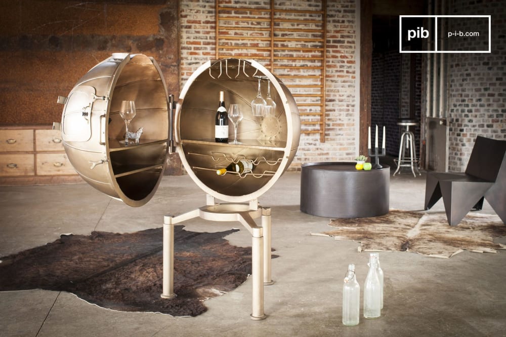 Bar industriel en métal doré - Maisons du Monde