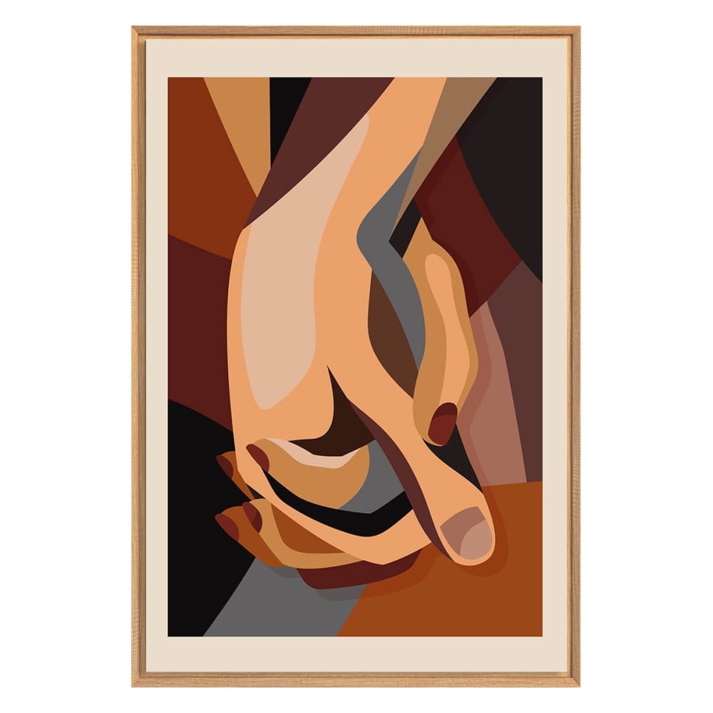 Tableau+mural+encadre+mains+enlacees+65x97