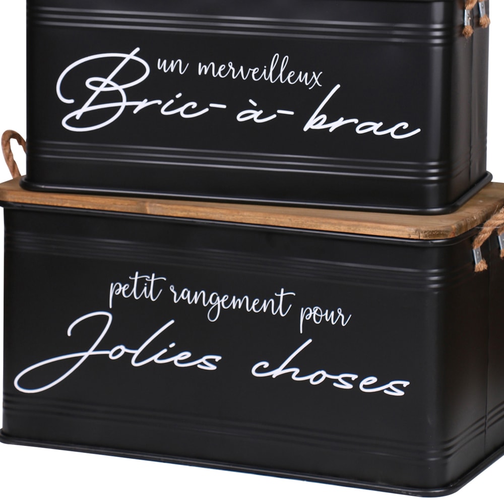 Set de 3 malles en métal et bois 68x35x35cm - Maisons du Monde