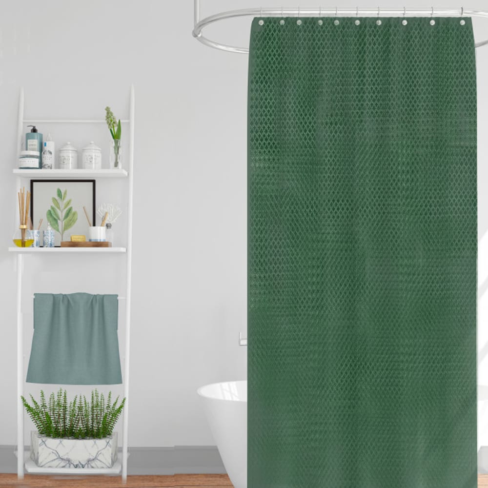 Rideau de douche classique tissu jacquard uni vert