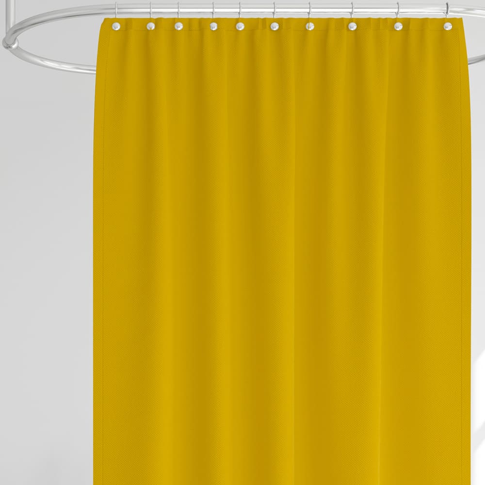 Rideau de douche classique tissu jacquard uni jaune - Maisons du Monde