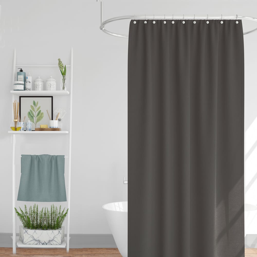 Rideau de douche classique tissu jacquard uni gris