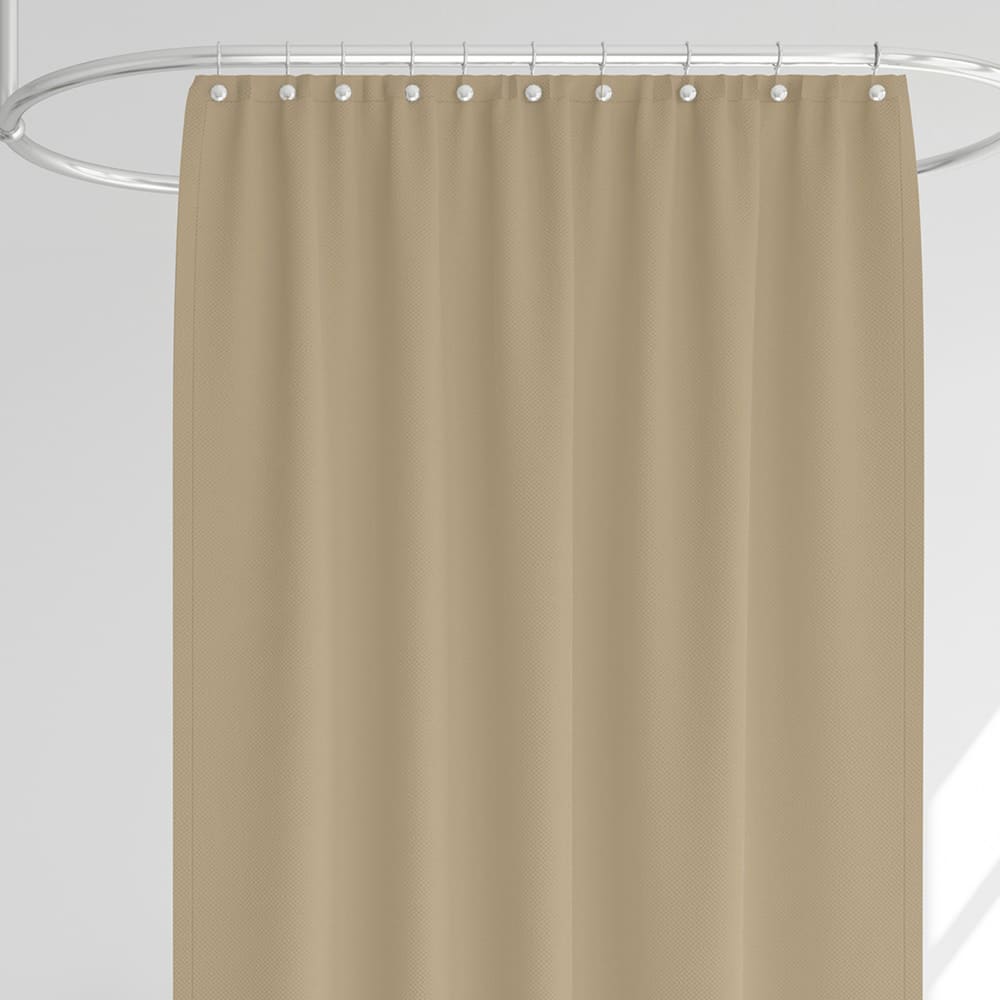 Rideau de douche classique tissu jacquard uni beige sable - Maisons du Monde
