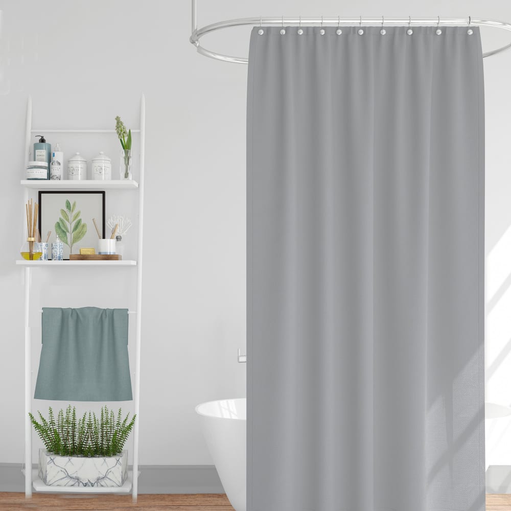 Rideau de douche classique tissu jacquard uni gris clair