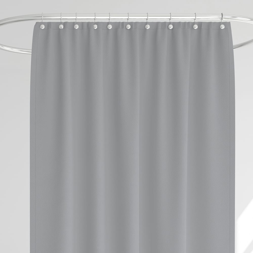 Rideau de douche classique tissu jacquard uni gris clair - Maisons du Monde