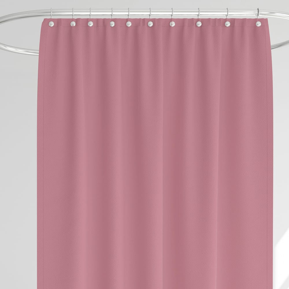 Rideau de douche classique tissu jacquard uni rose - Maisons du Monde
