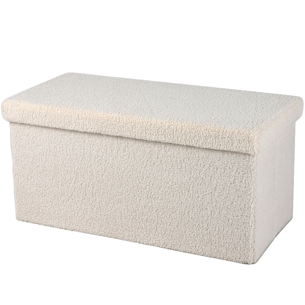 Banquette coffre de rangement doudou beige 76x37.5x37.5cm — Beyit