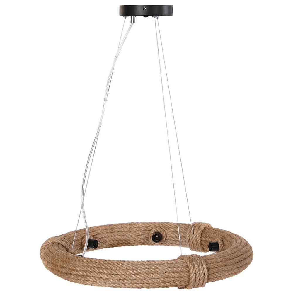 Wadiga Plafonnier rond en corde 6 ampoules 48x48x10cm Marron