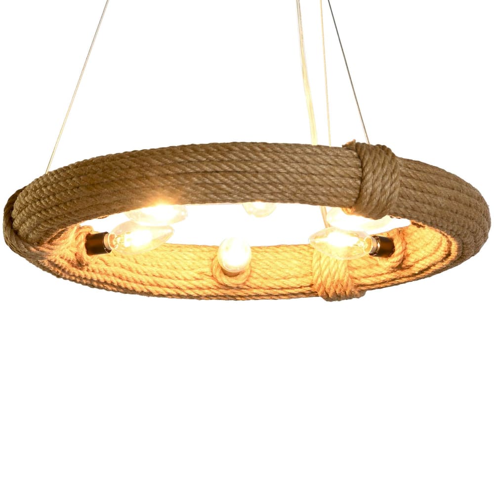 Plafonnier rond en corde 6 ampoules 48x48x10cm - Maisons du Monde