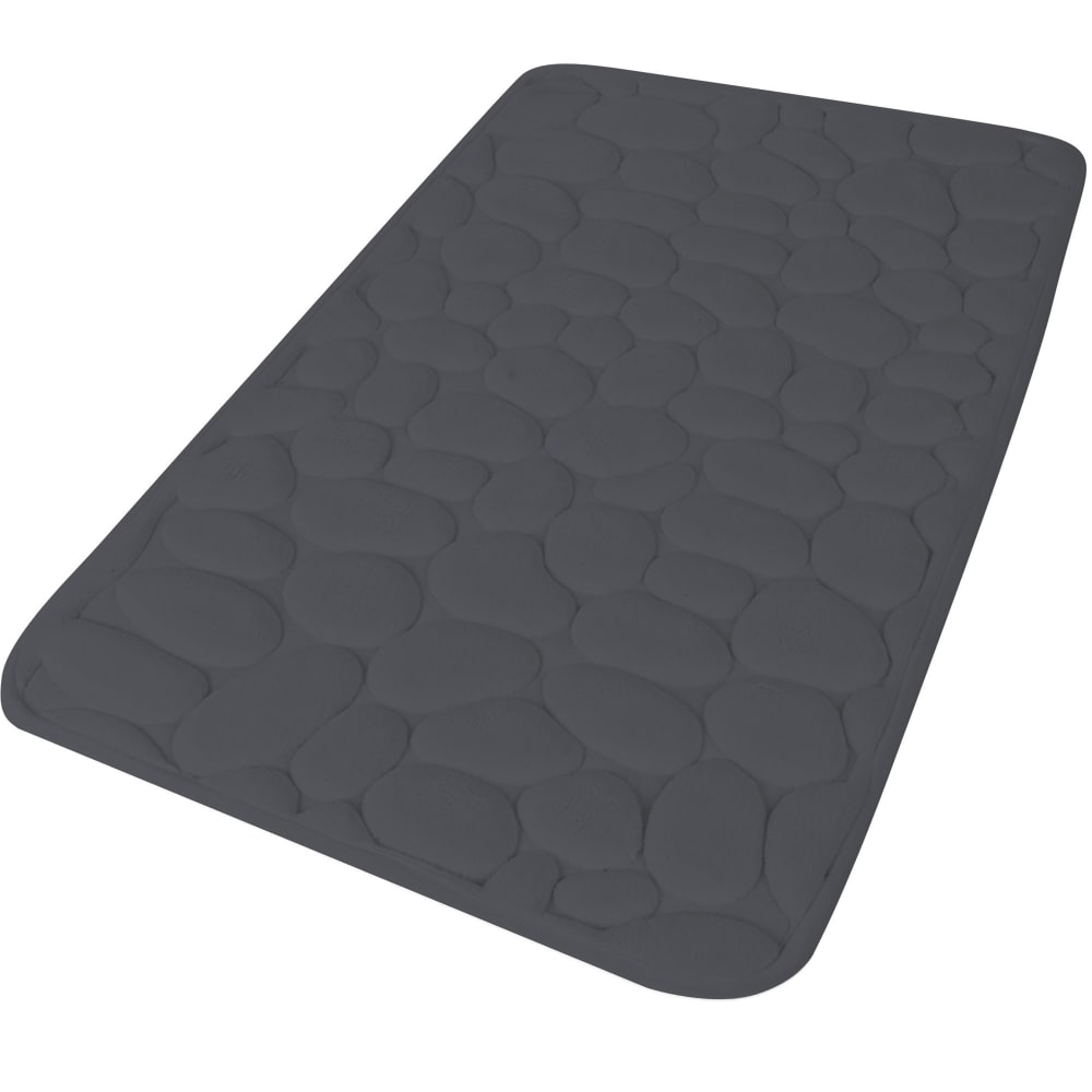 Tapis de bain mémoire de forme motifs galets gris foncé 50x80cm — vue 3