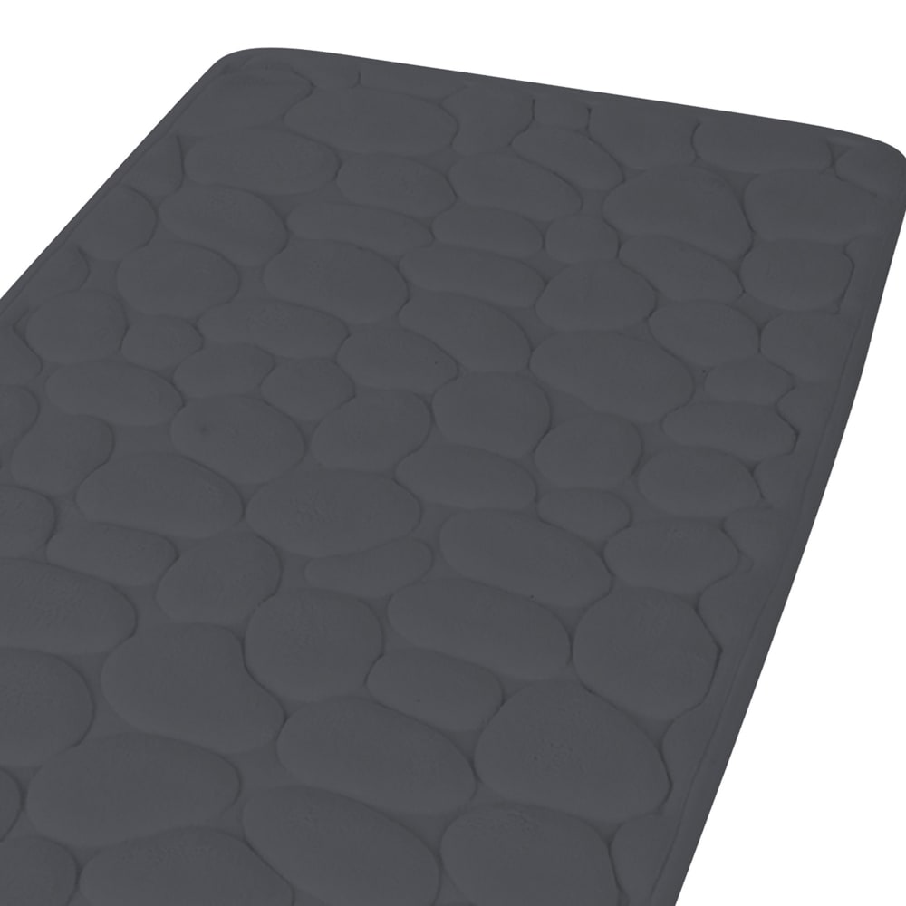 Tapis de bain mémoire de forme motifs galets gris foncé 50x80cm — vue 4
