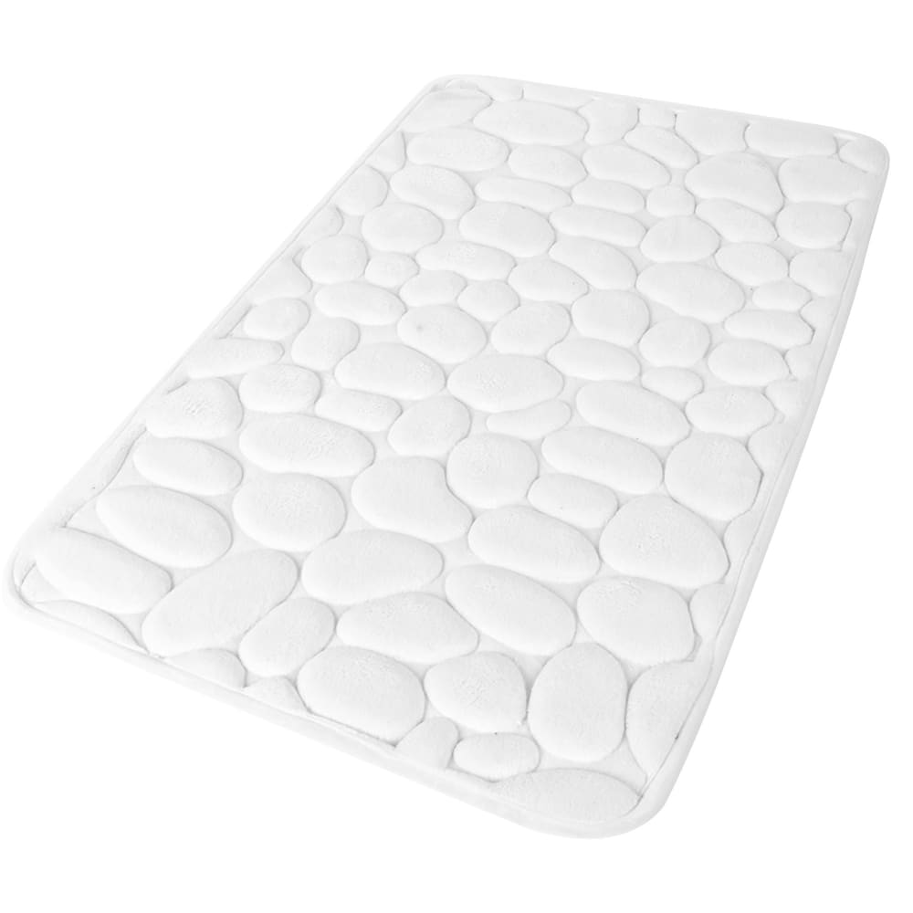 Tapis de bain mémoire de forme motifs galets blanc 50x80cm - Maisons du Monde